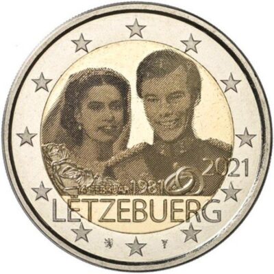 (afbeelding voor) 2 Euromunt Luxemburg 2021 - 40 Jaar Huwelijk - Foto - UNC